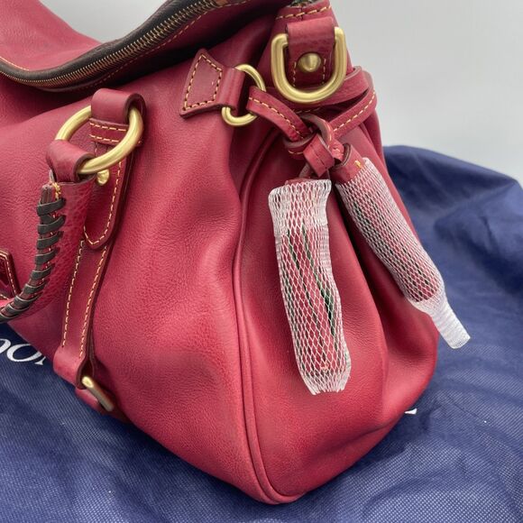 Dooney & Bourke Satchel Florentine Pebbled Leather Tassels Raspberry READ - Picture 8 of 16